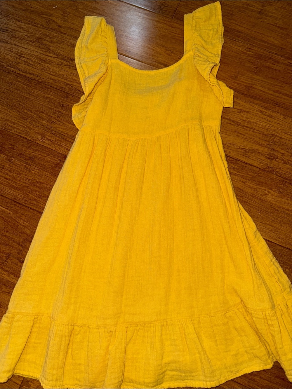 Cat & Jack girls yellow crinkle gauze flutter sleeve dress medium (7/8) NWOT